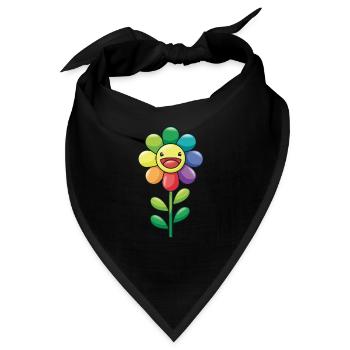 Bunte Blume Sonnenblume Regenbogen Farben Kinder - Bandana - Schwarz - Vorne