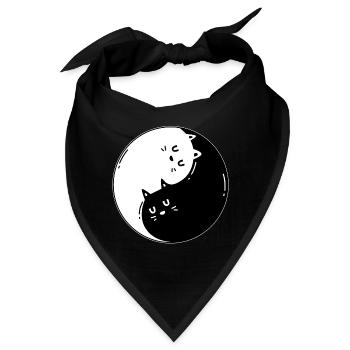 Ying Yang Katze - Bandana - Schwarz - Vorne
