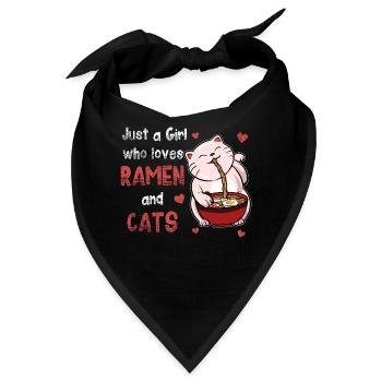 Katze Ramen Anime - Bandana - Schwarz - Vorne