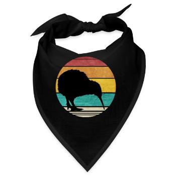 Retro Kiwi Neuseeland Vintage New Zealand Reise - Bandana - Schwarz - Vorne