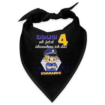 Kinderkleidung, Polizei zum 4. Geburtstag, 4 Jahre - Bandana - Schwarz - Vorne