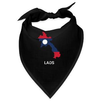 Laos ( Lao ) Länderkarte & Flagge - Bandana - Schwarz - Vorne