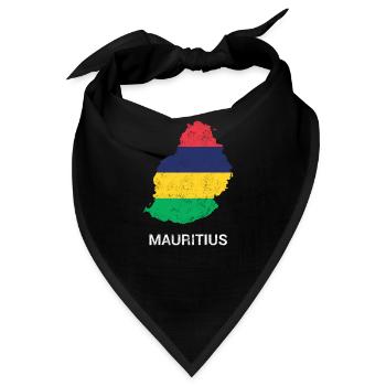 Mauritius (Maurice) Landkarte & Flagge - Bandana - Schwarz - Vorne