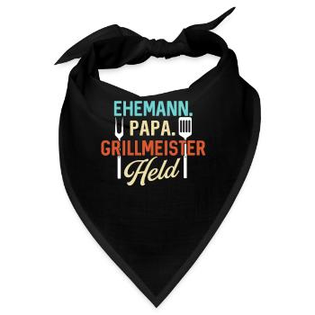 Ehemann Papa Grillmeister Held - Bandana - Schwarz - Vorne