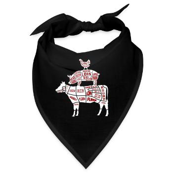 Grillen Fleischteile Huhn Schwein Rind - Bandana - Schwarz - Vorne