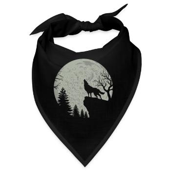 Heulender Wolf Mond Silhouette Vollmond Geschenk - Bandana - Schwarz - Vorne