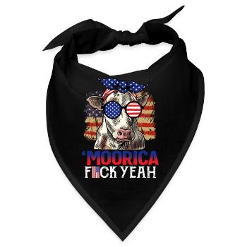 Moorica Fuck Yeah Lustige amerikanische Kuh Moo USA Flagge - Bandana - Schwarz - Vorne