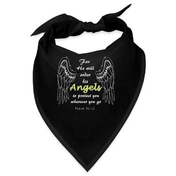 Bibelvers Psalm 91:11, Jesus, Gott, Engel Geschenk - Bandana - Schwarz - Vorne