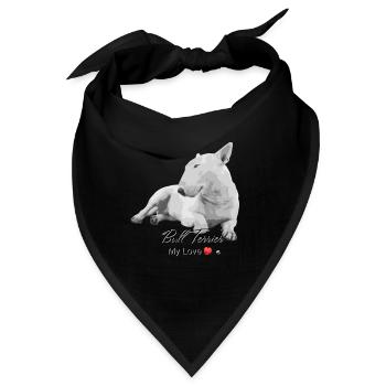 Bullterrier Abbildung mit Inschrift - Bandana - Schwarz - Vorne