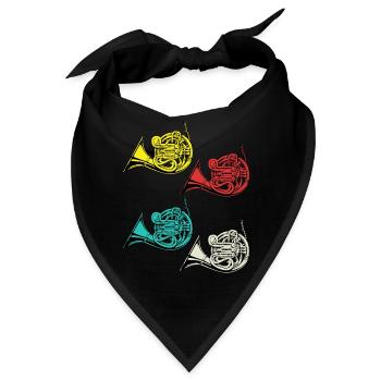 Horn Tshirt Orchester Big Band Vintage Waldhorn - Bandana - Schwarz - Vorne