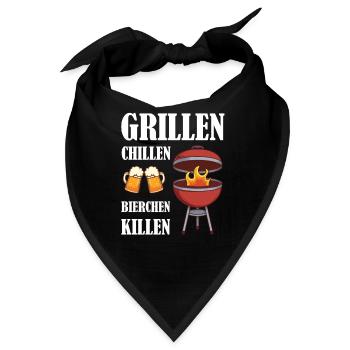 grillen fleisch bbq gartenparty grillfest geschenk - Bandana - Schwarz - Vorne