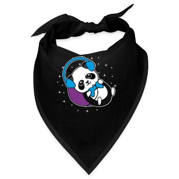 Panda Gamer Pandabär Zocker Geschenkidee - Bandana - Schwarz - Vorne