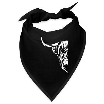 Vintage Highland Cattle Rind Hörner - Bandana - Schwarz - Vorne
