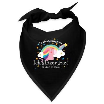 Einschulung Einhorn Ich glitzer in der Schule - Bandana - Schwarz - Vorne