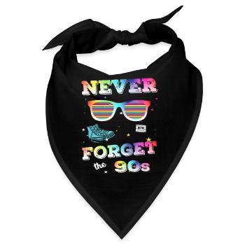 never forget the 90s neunziger Jahre Retro - Bandana - Schwarz - Vorne