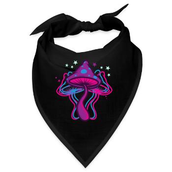 Psychedelische Pilze - Bandana - Schwarz - Vorne