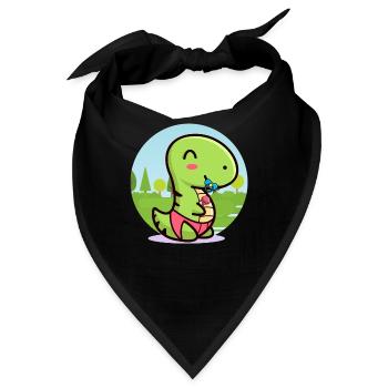 BABY Dinosaurier TREX Schnuller Rassel - Bandana - Schwarz - Vorne