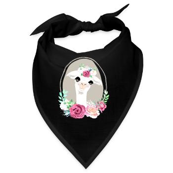 Lama flower Power Geschenkidee Geburtstag - Bandana - Schwarz - Vorne
