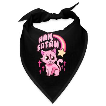 Gegrüßet seist du Satan Cat Cute Rainbow Kitty Heavy Metal Pun - Bandana - Schwarz - Vorne