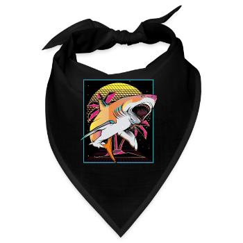 Vaporwave Hai Retro 80er 90er Japanische Otaku Art - Bandana - Schwarz - Vorne
