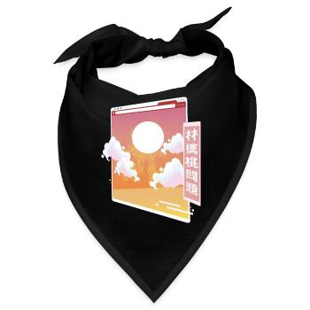 Vaporwave Ästhetische Kunst Retro Japanisch Japan - Bandana - Schwarz - Vorne