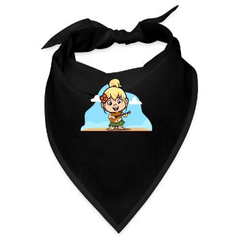 Hula Hawai Mädchen mit Bastrock Girarre Aloha - Bandana - Schwarz - Vorne