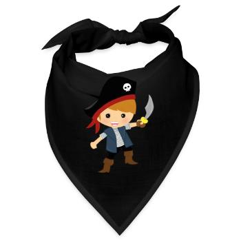 Süßer kleiner Pirat mit Piratenhut und Säbel - Bandana - Schwarz - Vorne