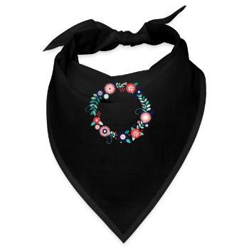 Blumen Blume Blumenkranz selbst gestalten - Bandana - Schwarz - Vorne