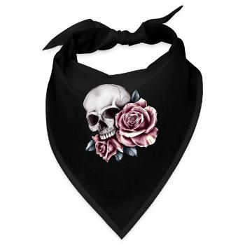 Totenkopf Rosen Vintage Antik Bunt Pirate Atlantik - Bandana - Schwarz - Vorne