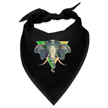 Indischer Elefant Afrika Safari Big Five - Bandana - Schwarz - Vorne