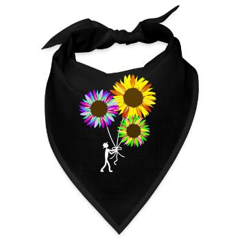 bunter Sonnenblumen Strauß - Bandana - Schwarz - Vorne