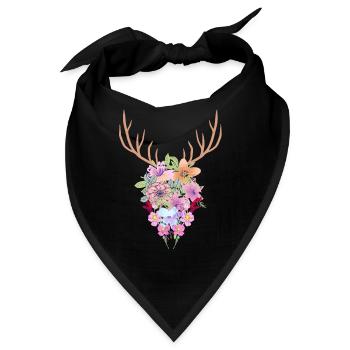 Blumen Geweih - Bandana - Schwarz - Vorne