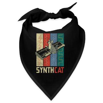 Retro Synthesizer Katze - Bandana - Schwarz - Vorne