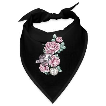 Schildkröte Atlantik Vintage Rosen Kompass Herz - Bandana - Schwarz - Vorne