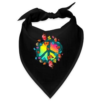 Hippie Schmetterlinge Hippies Flower Power 60s - Bandana - Schwarz - Vorne
