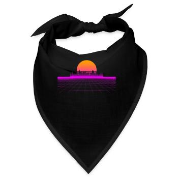 Vaporwave Skyline 80er 90er Geschenkidee - Bandana - Schwarz - Vorne