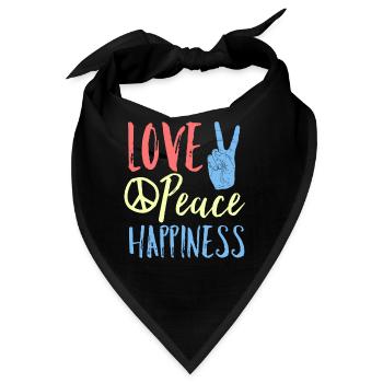 Love Peace Happiness - Bandana - Schwarz - Vorne
