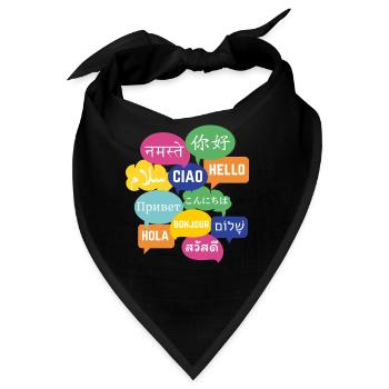 Buntes Sprechblasen-Design "Hallo", viele Sprachen - Bandana - Schwarz - Vorne
