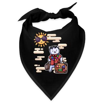 Katze Urlaub Koffer Himmel - Bandana - Schwarz - Vorne