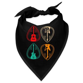Vintage Guitar Pick Guitarist Gift - Bandana - Schwarz - Vorne