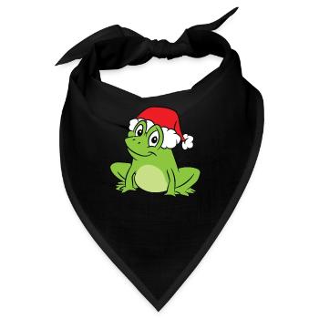 Frosch mit Weihnachtsmütze Süßer Frosch - Bandana - Schwarz - Vorne