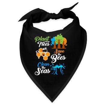 Plant more trees - save the bees - clean the seas - Bandana - Schwarz - Vorne