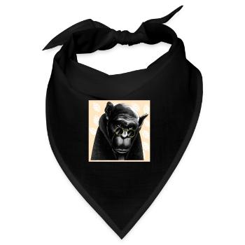 Affe - Zeichnung - Bandana - Schwarz - Vorne