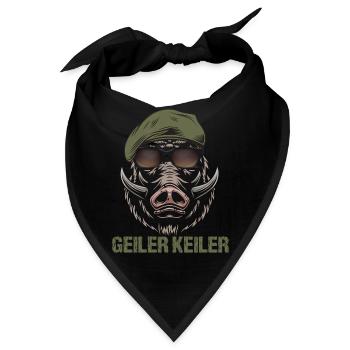 Geiler Keiler Wildschwein Jagd Jäger Spruch Humor - Bandana - Schwarz - Vorne