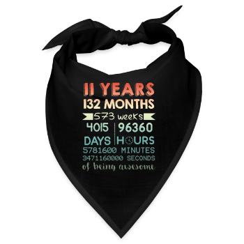 11th Birthday Shirt - 11 Years Of Being Awesome - Bandana - Schwarz - Vorne