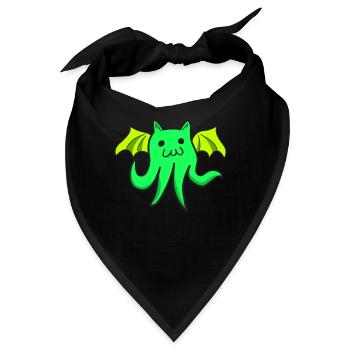 Cathulu niedliche kawaii Cthulhu Katze - Bandana - Schwarz - Vorne