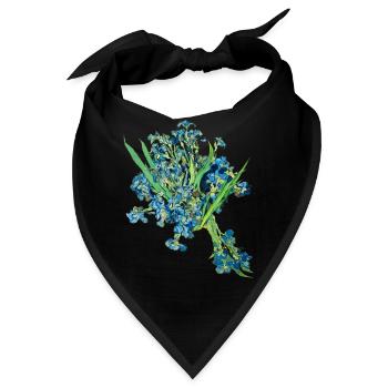 Vincent van Gogh * Iris Schwertlilien Blumen 1889 - Bandana - Schwarz - Vorne