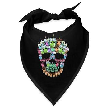 Bubble Tea Totenkopf Geschenk Boba Tea Bubble Tea - Bandana - Schwarz - Vorne