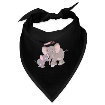 Niedliche Elefanten Mama Kind Bindung - Bandana - Schwarz - Vorne