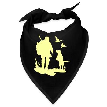 Jäger mit Hund auf der Pirsch Geschenkidee Jagd - Bandana - Schwarz - Vorne